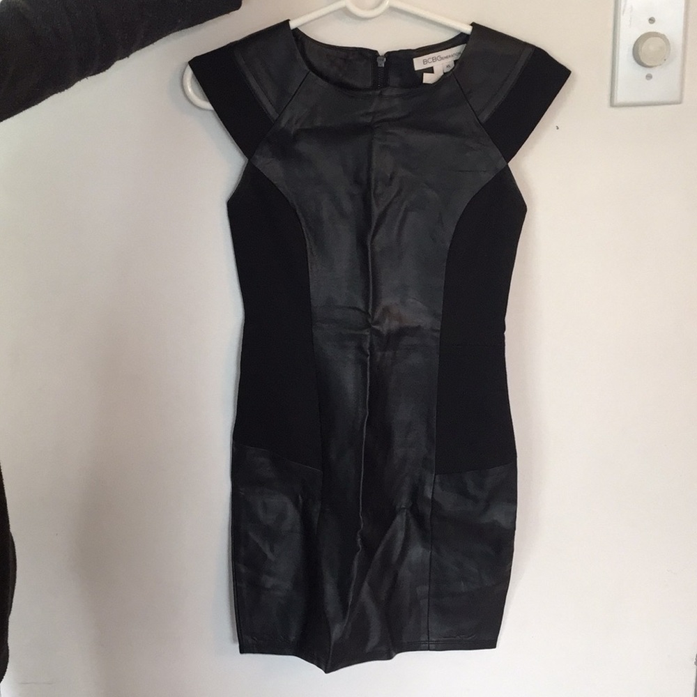 Black leather dress
